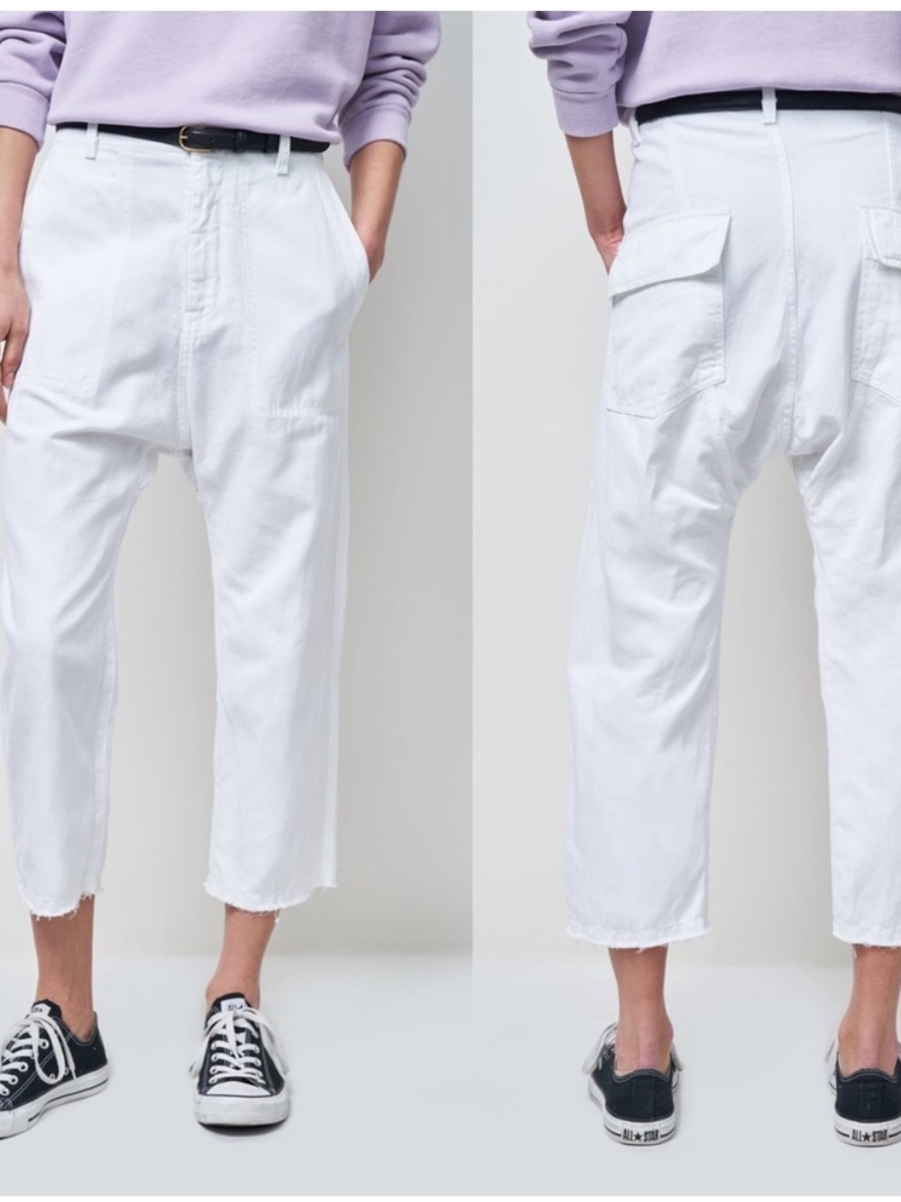 Nili Lotan Pants Luna Drop Crotch in White